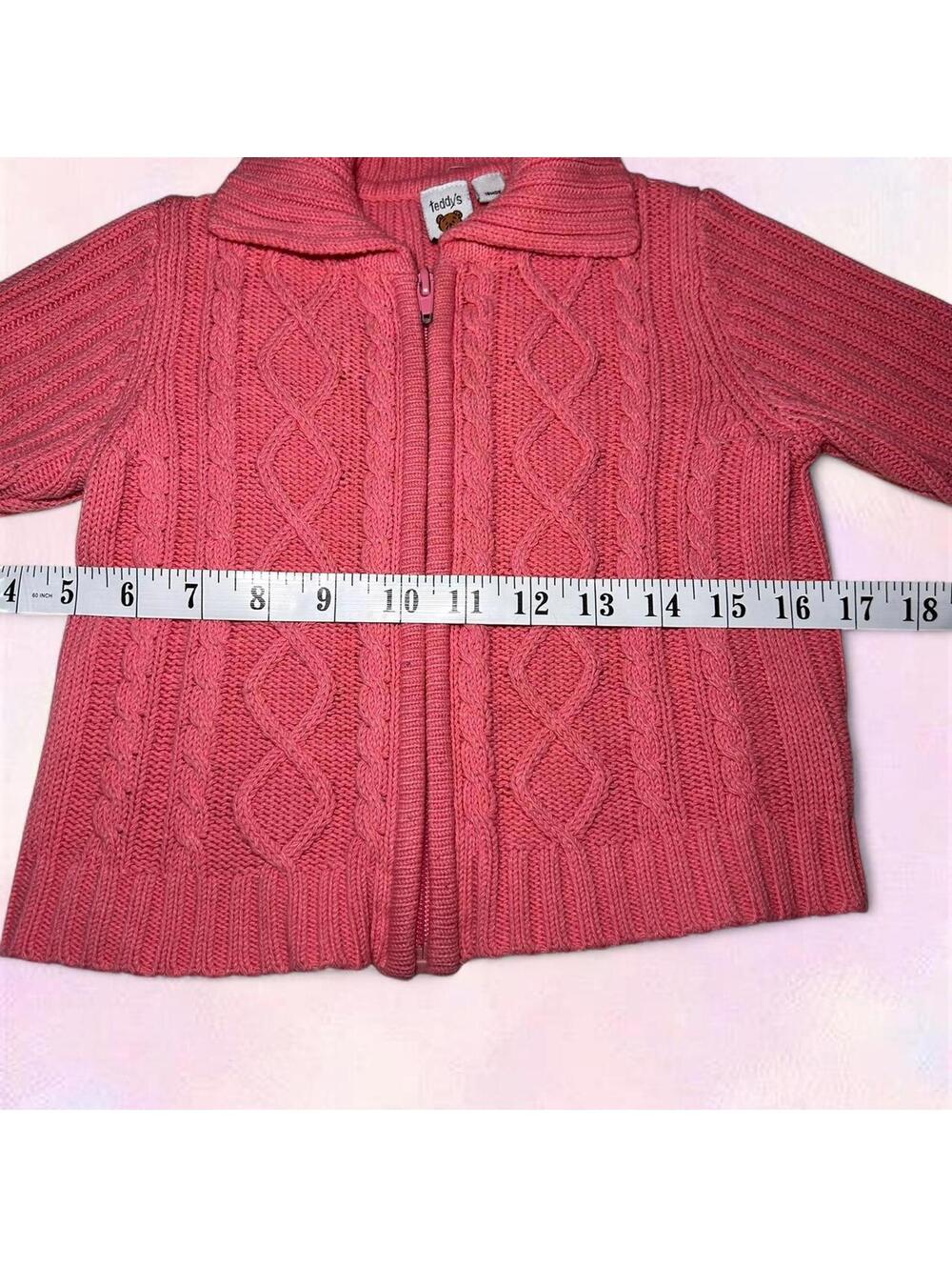 Pink Cable Knit Zip Up Sweater 18 Months - Picture 3 of 5